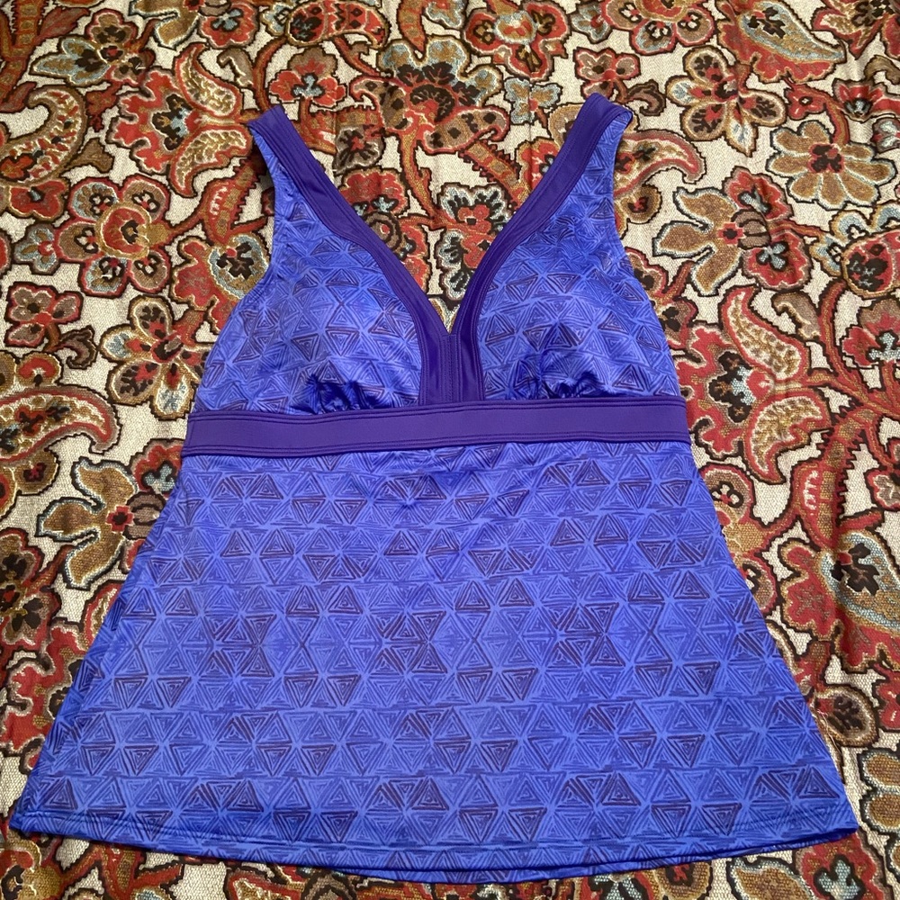 L.L. Bean Blue Tankini Top Sz 12